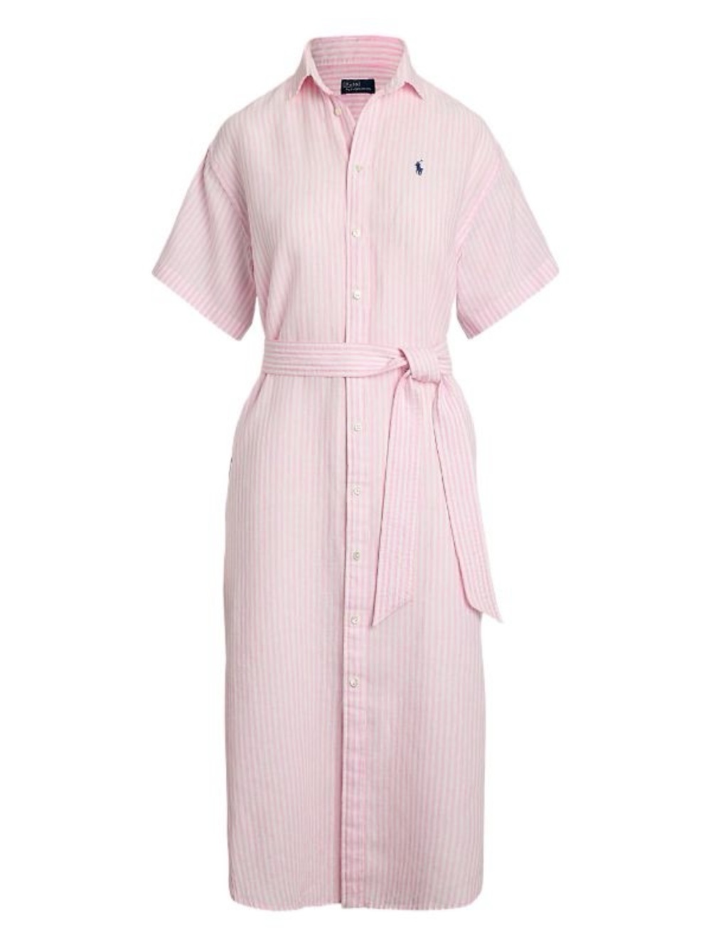 Polo by Ralph Lauren Pink and White Striped Shirt Dress - Picture 2 of 13